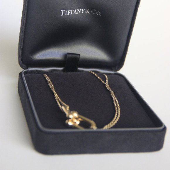 Tiffany 18k Gold Double Link Pendant Necklace - Picture 3 of 6